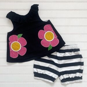 MUD PIE EUC/LN Bold Flower Appliqué Swing Top Bloomer Set